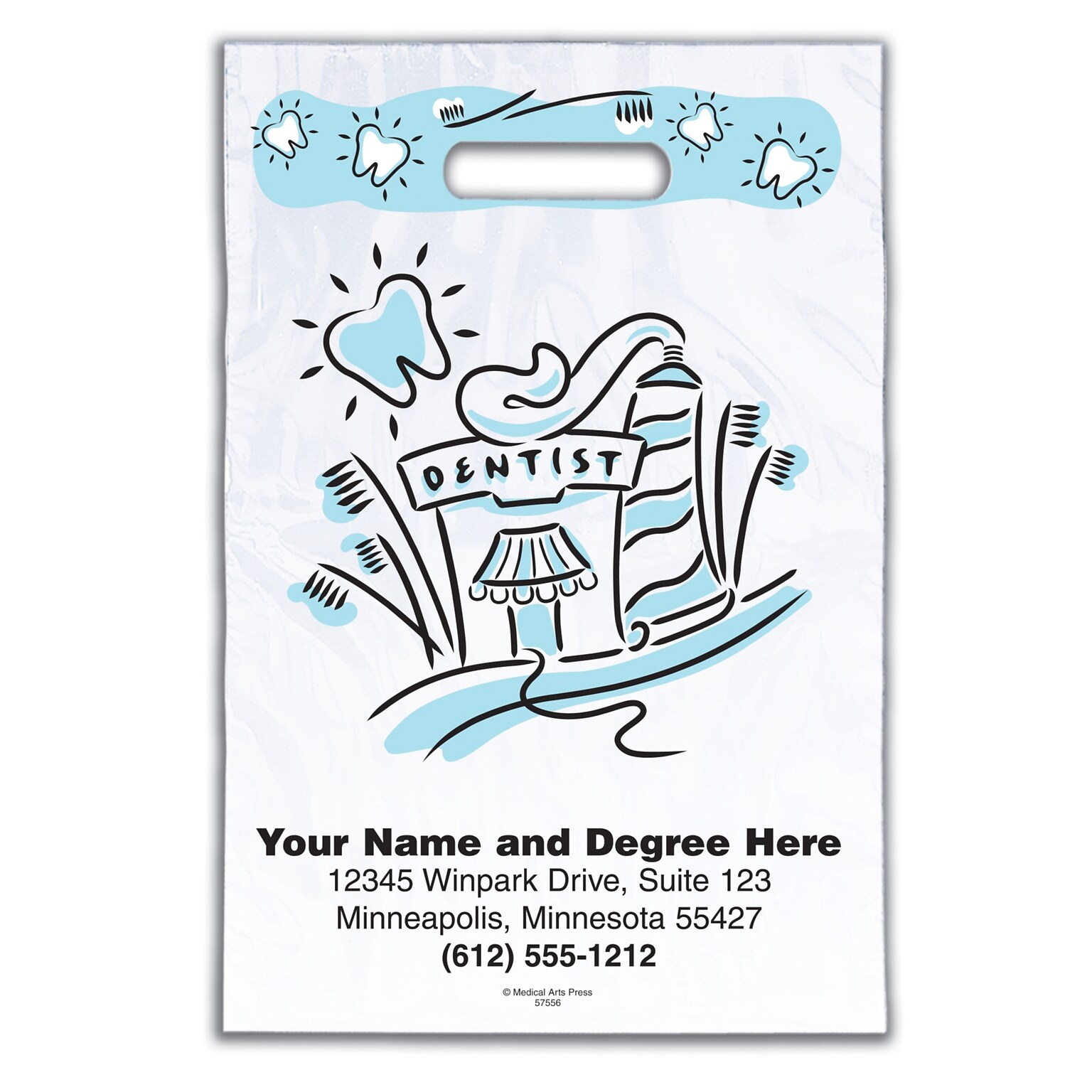 Medical Arts Press® Dental Personalized 2-Color Supply Bags; 9 x 13, Dentist, 100 Bags, (57556)