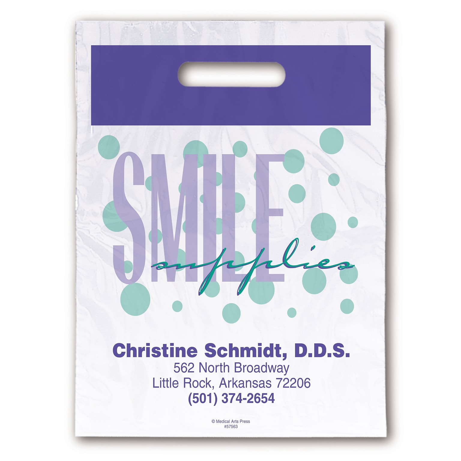 Medical Arts Press® Dental Personalized Small 2-Color Supply Bags; 7-1/2x9, Polka Dots, Smile Supplies, 100 Bags, (57563)