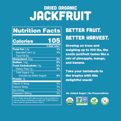 Mavuno Harvest Gluten Free Organic Dried Jackfruit Fruit Snacks, 1 lb. Bag (MAHW-JACK1LB)