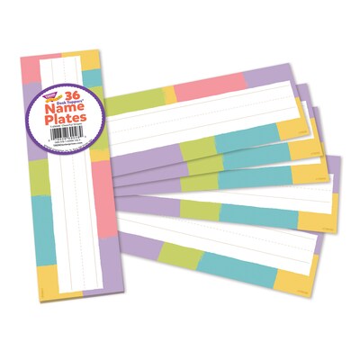 TREND Cheerful Stripes Desk Toppers Name Plates, 36/Pack, 6 Packs (T-69048-6)