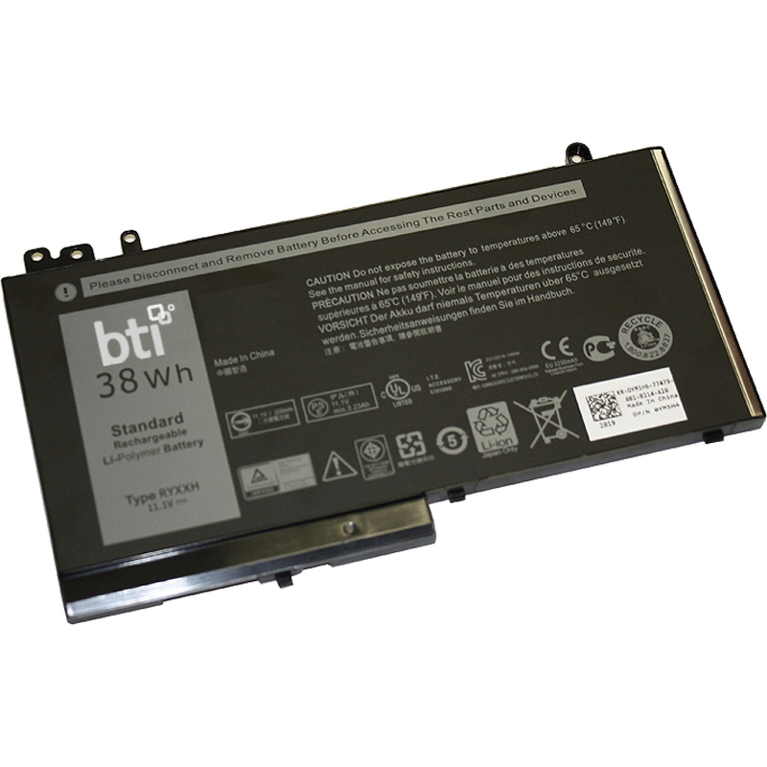 Battery Technology Li-Ion Replacement Battery for Dell Latitude E5250/E5240/ E5550/11, 3420mAh (RYXXH-BTI)