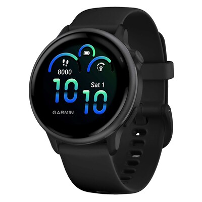 Garmin vívoactive 6 Fitness-Tracking AMOLED Smartwatch with Silicone Band, Slate Black (010-02985-00)