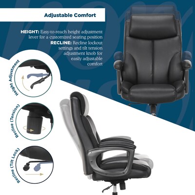 Thomasville Danvers Ergonomic Polyurethane Big & Tall Chair, 400 lb. Capacity, Black (52403-BLK)
