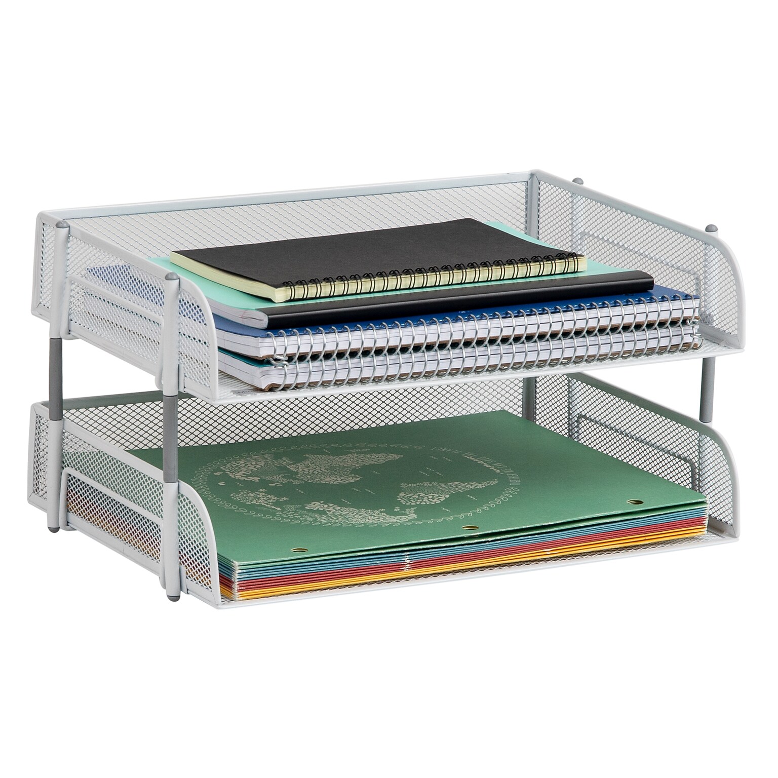 Mind Reader Metal Side Loading Stackable Letter Tray, White (ESTACK2-WHT)