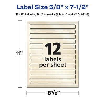 Avery Pearlized Ivory Rectangle Multipurpose Labels, 5/8" x 7-1/2", Ivory, 1200/Box (94119)