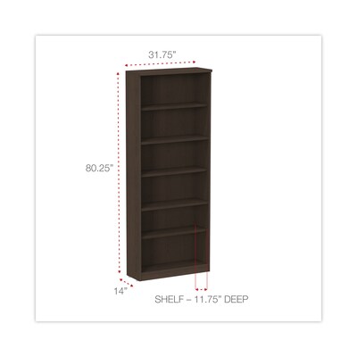 Alera Valencia Series Bookcase, Six-Shelf, 31 3/4w X 14d X 80 3/8h, Espresso (ALEVA638232ES)