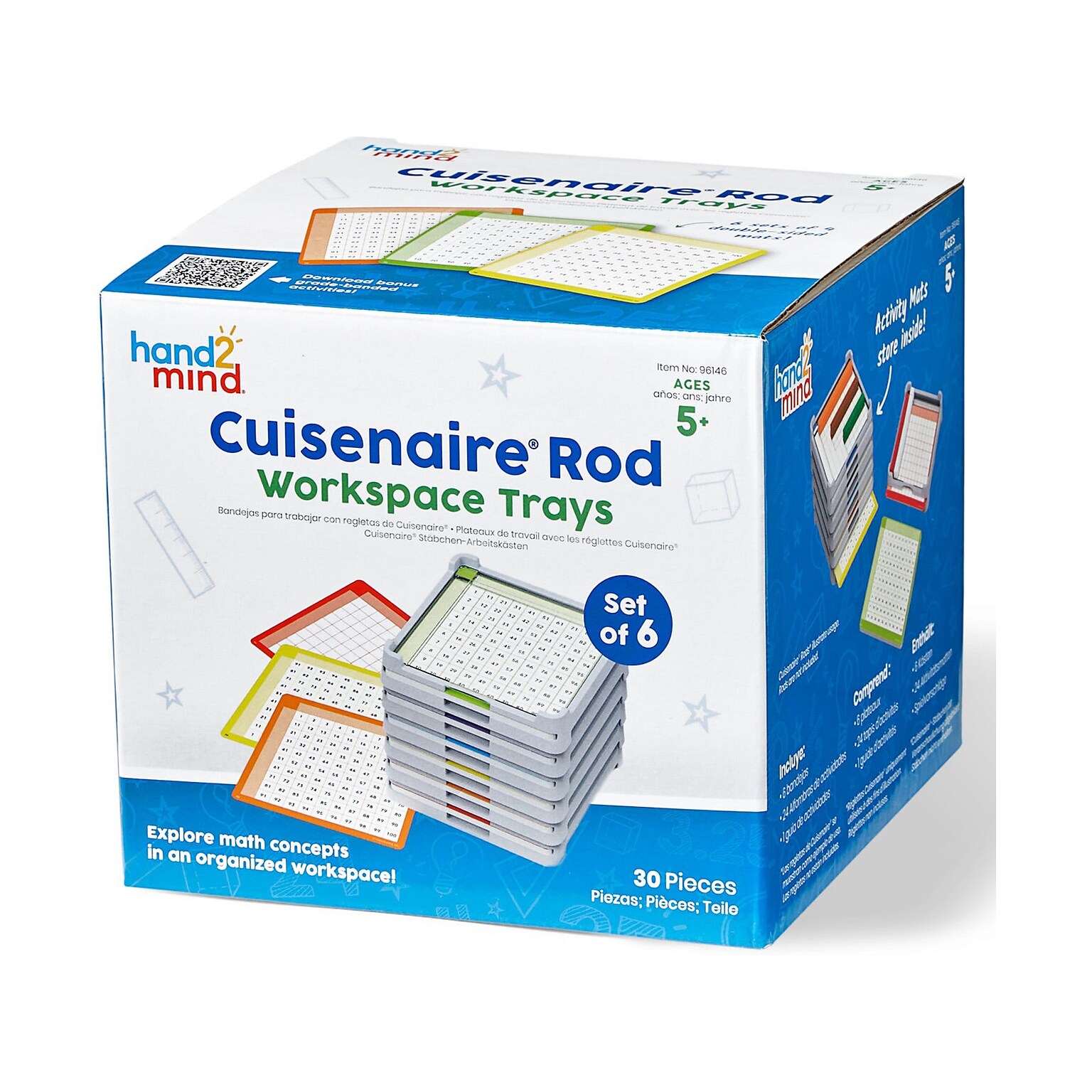 hand2mind Cuisenaire Rod Workspace Tray, 6/Set (96146)