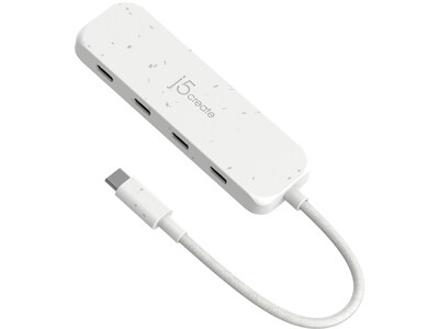 j5create Eco-Friendly 4-Port USB Type-C Hub, Pure White (JCH345EW)