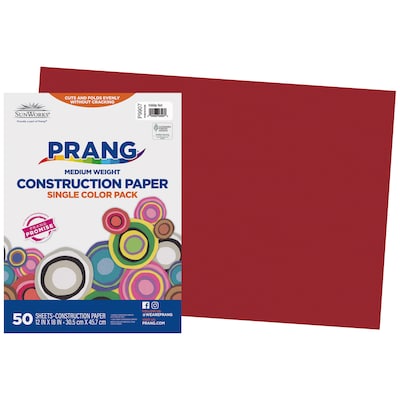 Prang 12" x 18" Construction Paper, Holiday Red, 50 Sheets/Pack (P9907-0001)