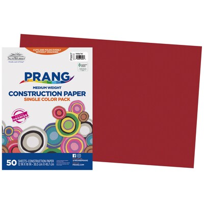 Prang 12" x 18" Construction Paper, Holiday Red, 50 Sheets/Pack (P9907-0001)