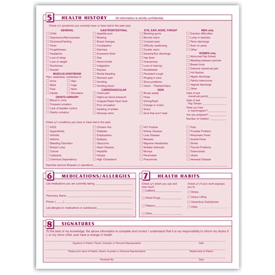 Medical Arts Press® Medical Welcome Registration and History Form, Burgundy