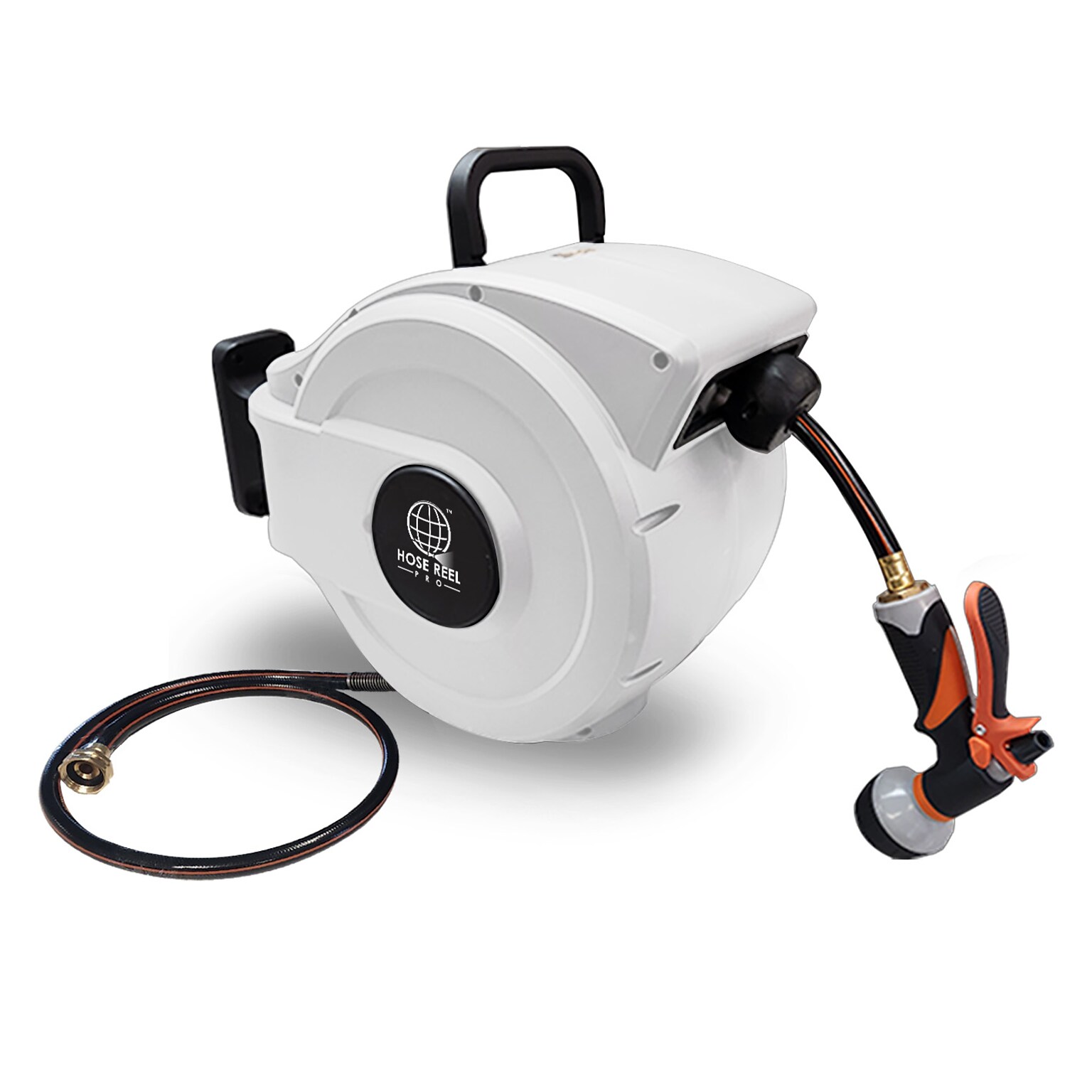 Hose Reel Pro Heavy Duty Retractable Garden Hose Reel, 1/2 x 50, White (GHR-1/2-WH-50)
