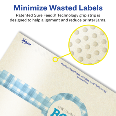 Avery Pearlized Ivory Decorative Edge Multipurpose Labels, 2-3/8" x 8", Ivory, 30/Pack (94117)