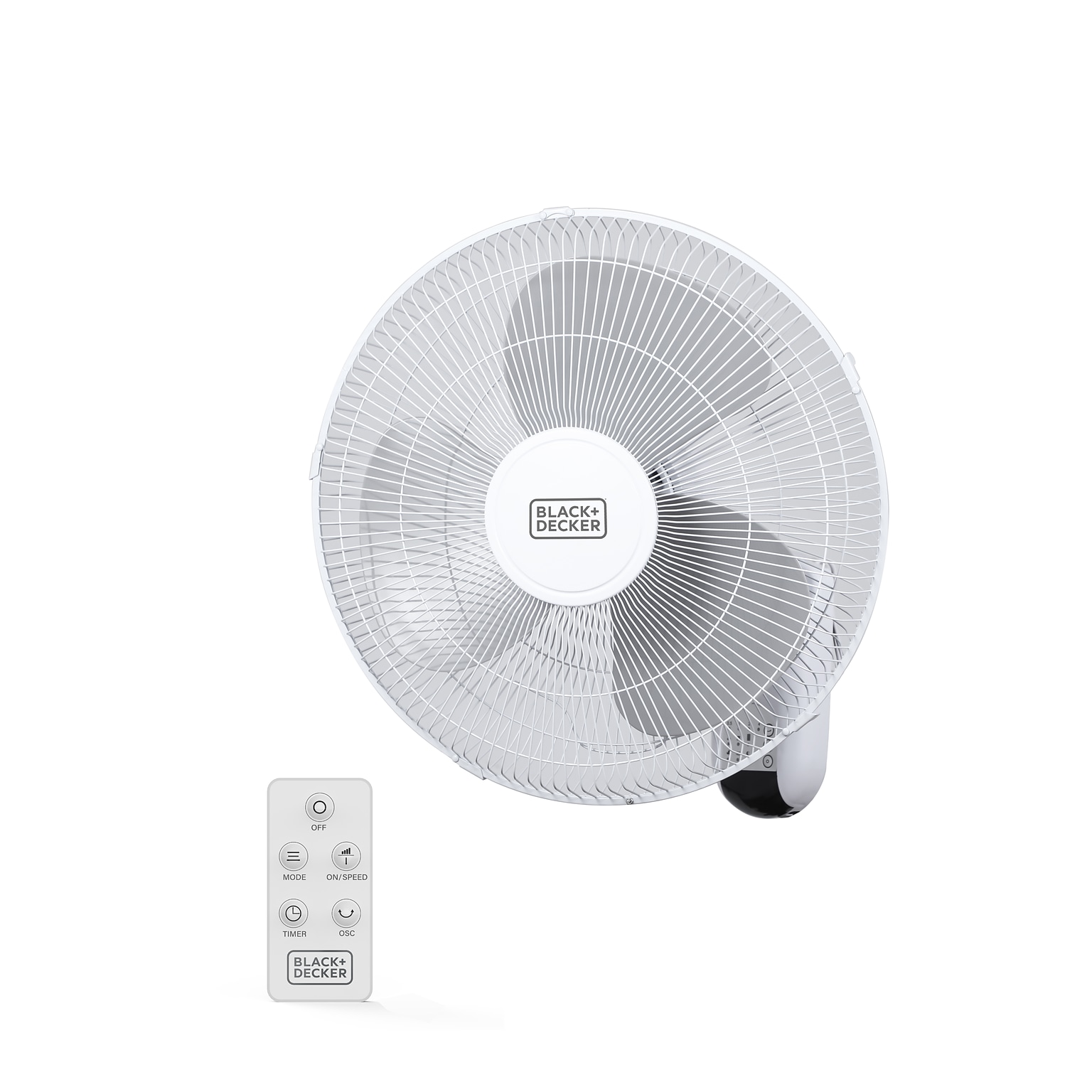 Black & Decker 16 Oscillating Wall Fan, 3-Speed, White (BFWL16R)