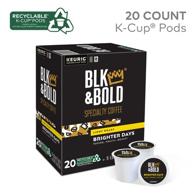 BLK & Bold Brighter Days Coffee Keurig K-Cup Pod, Light Roast, 20/Box (5000372406)