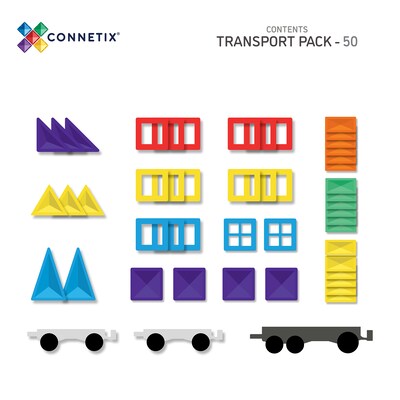 Connetix Magnetic Tiles Rainbow Transport Pack, 50 Pieces (CNTR00050TR)