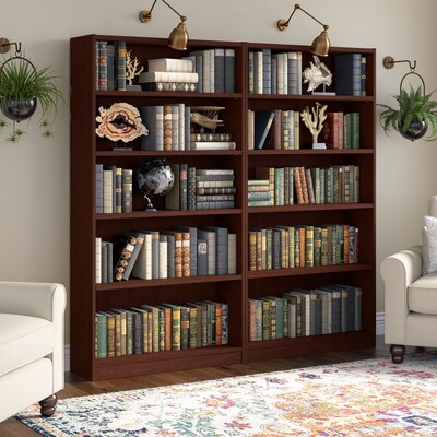 Bush Furniture Universal 72H 5-Shelf Bookcase with Adjustable Shelves, Vogue Cherry, 2/Set (UB003VC)