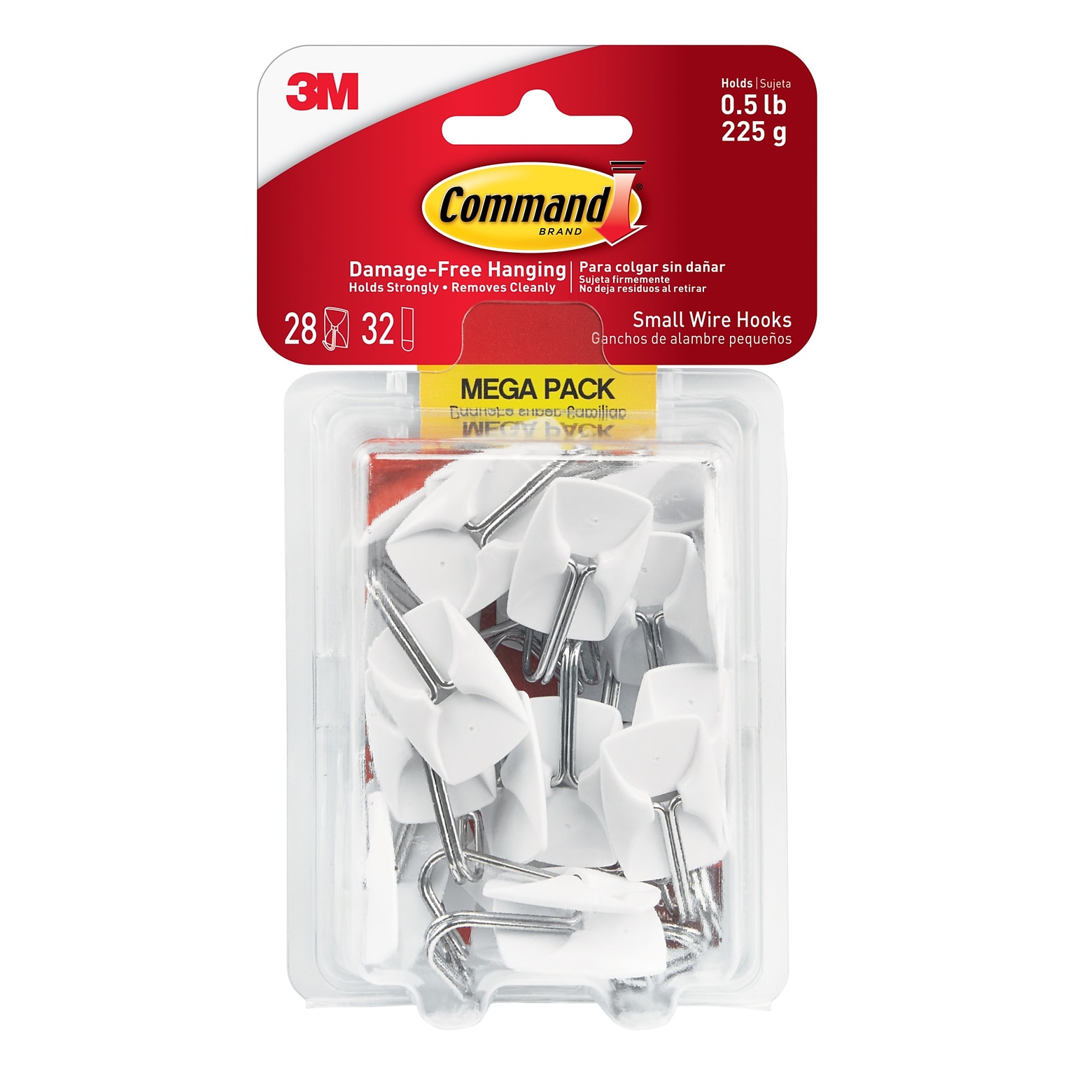 Command Small Wire Toggle Hooks, 0.5 lb, White, 28/Pack (17067-MPESBU)