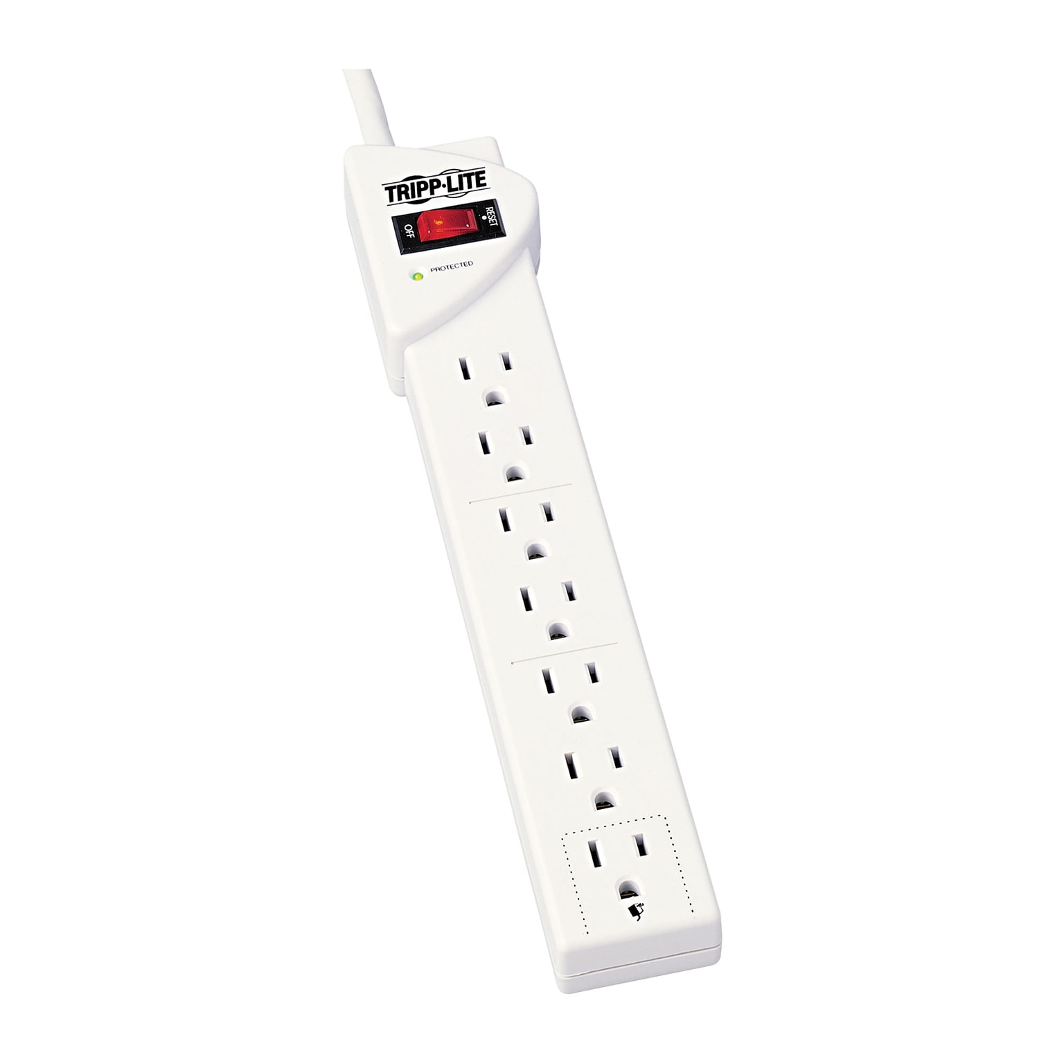 Tripp Lite® 7-Outlet Striker Surge Protector; White, 6ft. Cord, 1,080 Joules