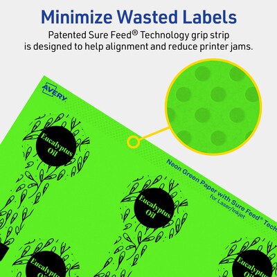 Avery Decorative Edge Multipurpose Labels, 1.5" x 4", Neon Green, 320/Pack (94116)