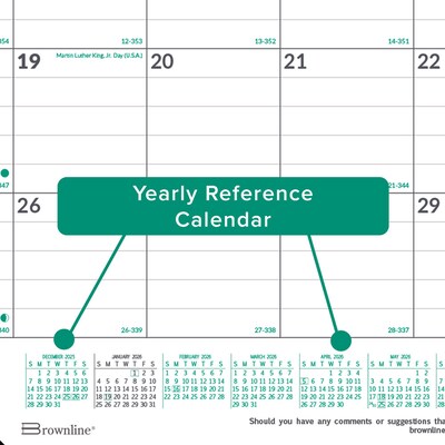 2026 Brownline EcoLogix 22" x 17" Monthly Desk or Wall Calendar, White/Green (C177437)