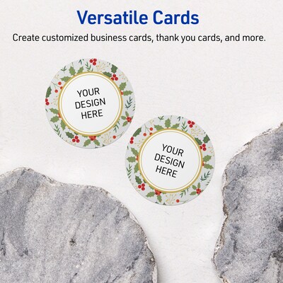 Avery Gold-Blue Border Berries Matte Blank Card, White, 120/Pack (S00-FEF)