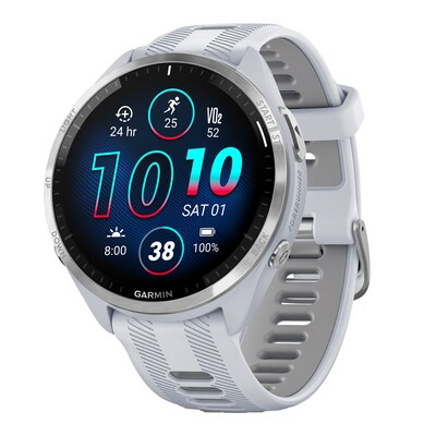 Garmin Forerunner 965 Smartwatch, GPS, 47mm, Whitestone & Powder Gray Silicone Band (010-02809-01)