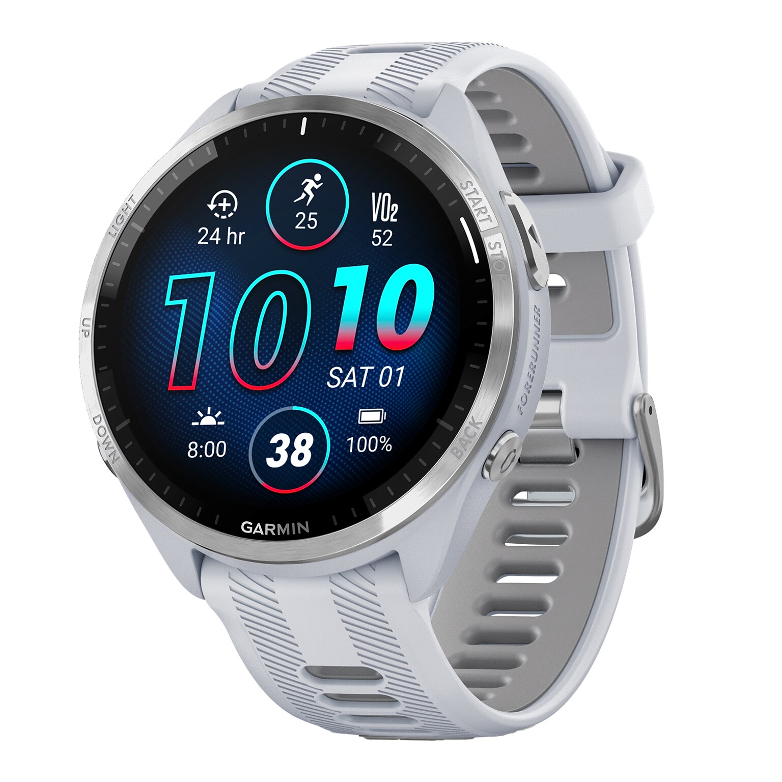 Garmin Forerunner 965 Smartwatch, GPS, 47mm, Whitestone & Powder Gray Silicone Band (010-02809-01)