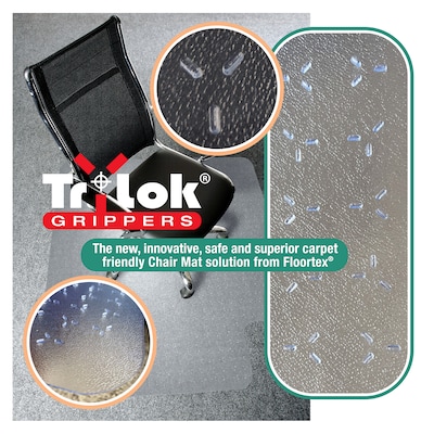 Floortex Cleartex TrYlok Carpet Chair Mat with Lip, 35" x 47", Designed for Low-Pile Carpet, Clear Vinyl (NRCMFLVT0003)