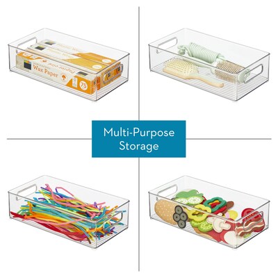 Stackable Fridge Bin with Handles - Kitchen Storage Bin for Cabinets, Pantry, or Fridge