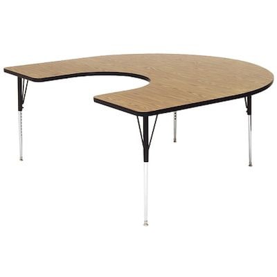 60x66 Oak Horseshoe-Shaped Table