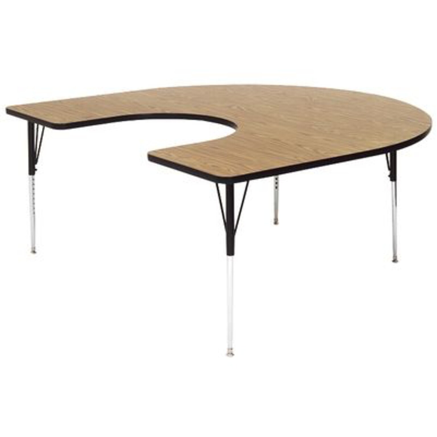 Correll® 60D x 66L Horseshoe Shaped Heavy Duty Activity Table; Oak High Pressure Laminate Top