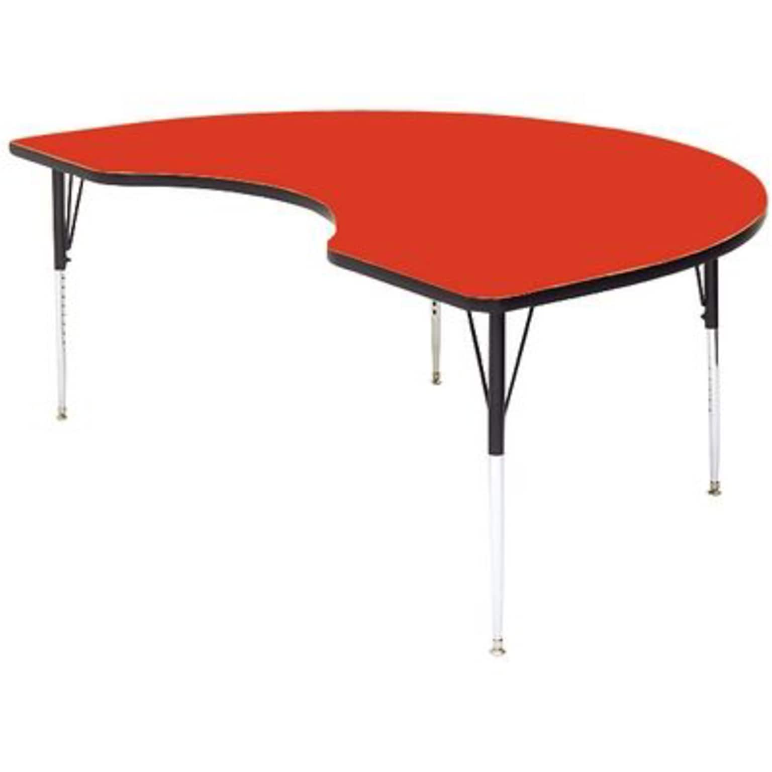 Correll® 48D x 72L Kidney Shaped Heavy Duty Activity Table; Red High Pressure Laminate Top