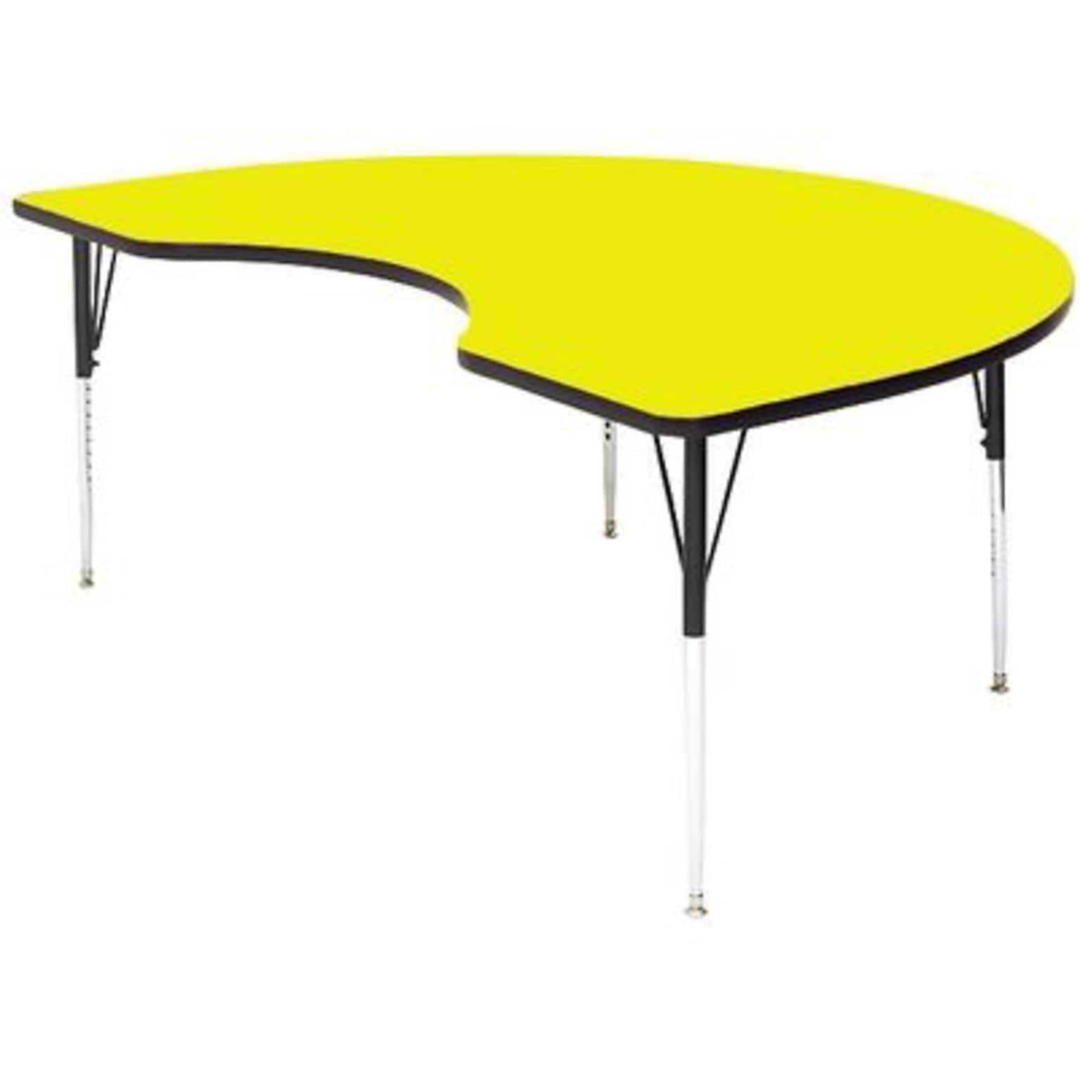 Correll® 48D x 72L Kidney Shaped Heavy Duty Activity Table; Yellow High Pressure Laminate Top