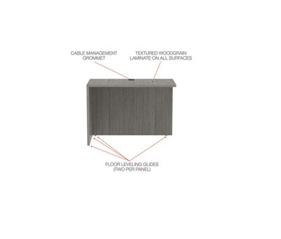 Alera Valencia Series Reversible Return/Bridge Shell, 42" x 23.63" x 29.5", Gray (ALEVA354224GY)