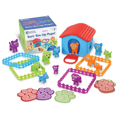 Learning Resources Sort-Em-Up Pups Educational Toys, Assorted Colors, 28 Pieces (LER6809)