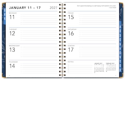 2027 Excello Brands 9" x 11.3" Weekly & Monthly Standard Planner, Paperboard Cover, Blueberry Vines (LGPRT-CY27-8511-88)