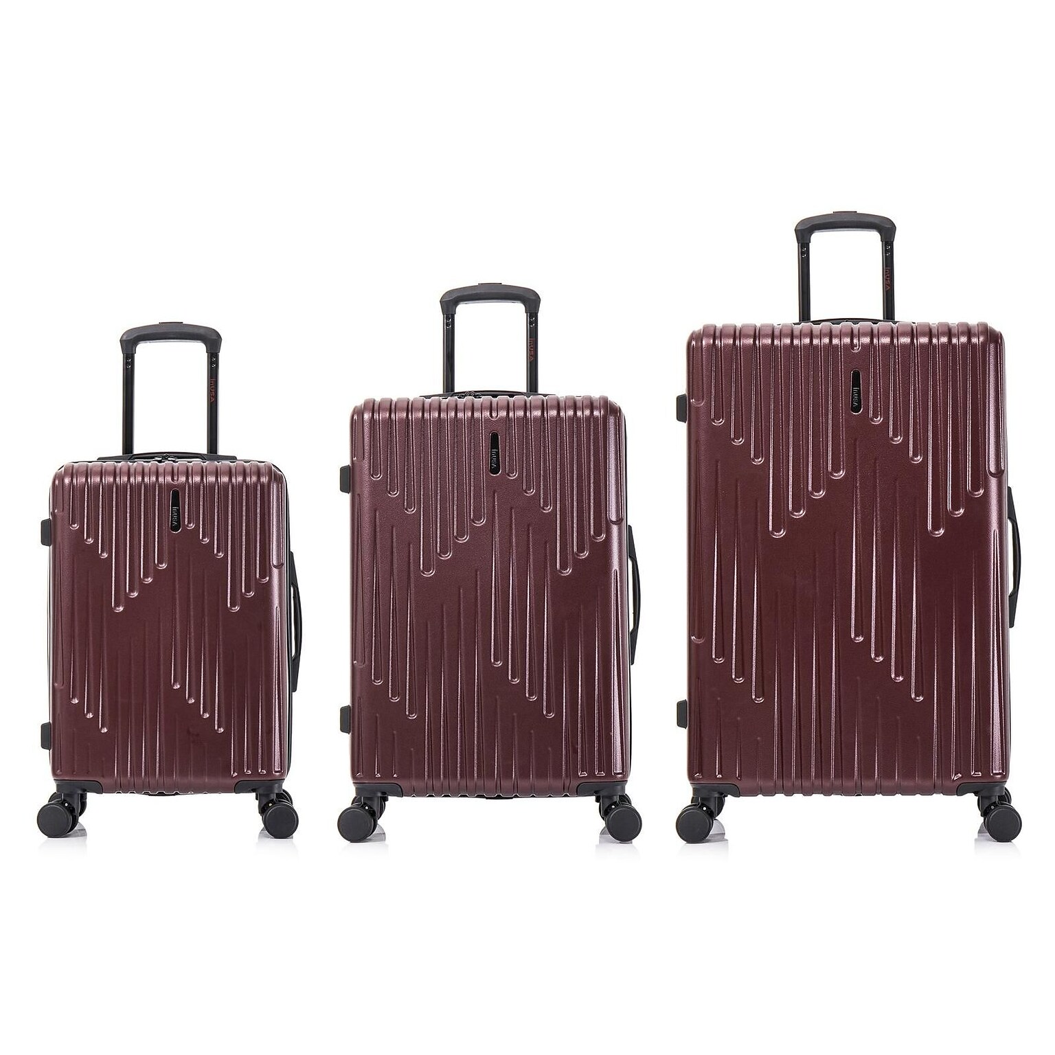 InUSA Drip Hardside Spinner Luggage Set, TSA Checkpoint Friendly, Wine (IUDRISML-WIN)