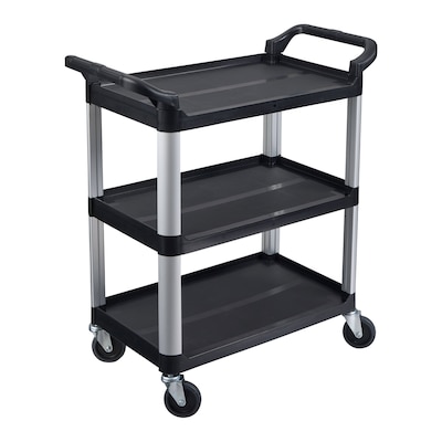 Luxor 3-Shelf Serving Cart, Black/Aluminum (SC12-B)