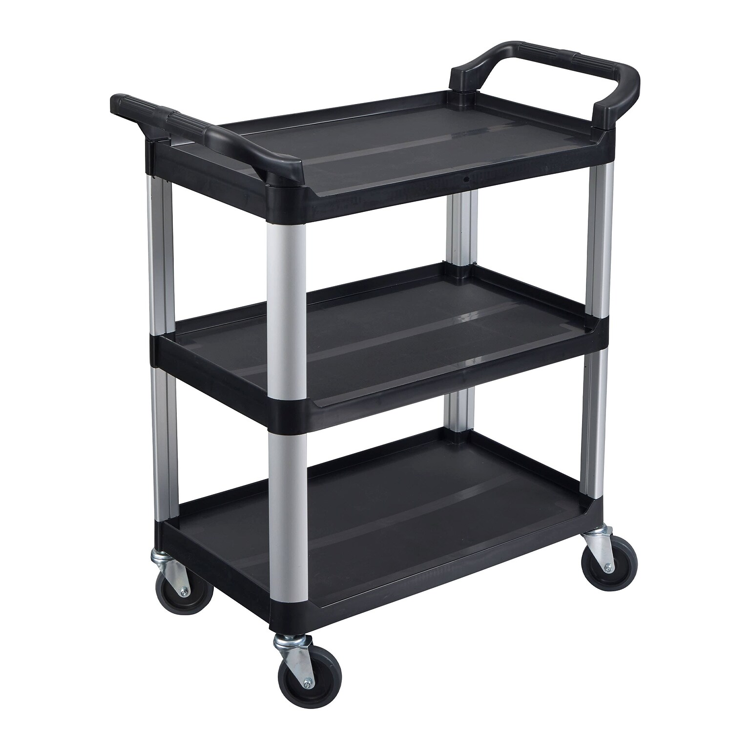 Luxor 3-Shelf Serving Cart, Black/Aluminum (SC12-B)