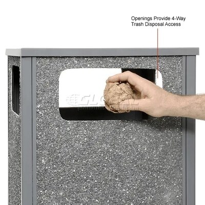 Global Industrial Stone Panel Trash Sand Urn, 12 Gallon Capacity, 13-1/2"W x 13-1/2"D x 32"H, Gray (239577GY)