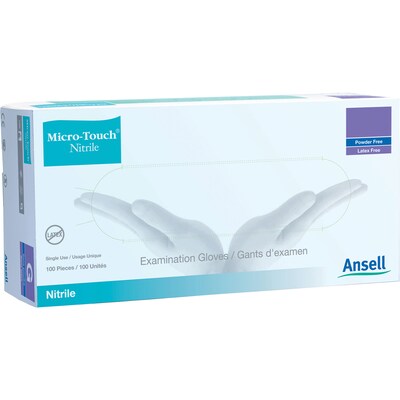 Ansell Micro-Touch  Powder Free Blue Nitrile Exam Gloves, Medium, 200/Box (102987BX)