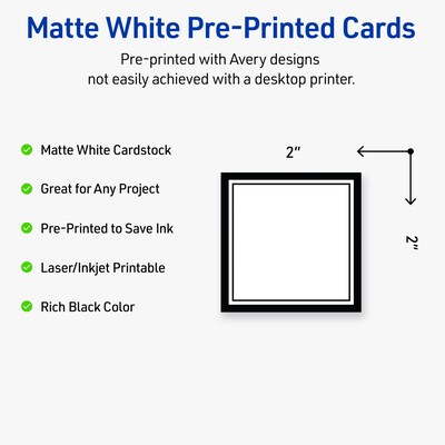 Avery Double Black Border Matte Blank Card, White, 120/Pack (S00-DM6)