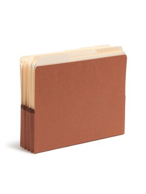 Smead End Tab Recycled Reinforced File Pocket, 3 Expansion, Letter Size, Redrope, 10/Box (73624)