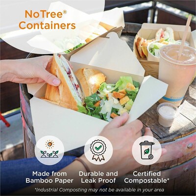 World Centric No Tree 46 oz. Paper Carryout Container, Rectangle, Natural, 200/Carton (WORTONT8W)