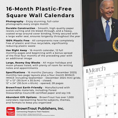 2025 BrownTrout President Joe Biden 12" x 24" Monthly Square Wall Calendar, (9781975475574)