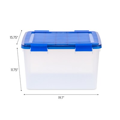 Iris WeatherPro 47 Quart Storage Bin with Latching Lid, Plastic, Clear, 4/Pack (500139)