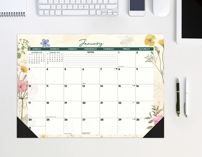 2027 Willow Creek Botanical Garden 17" x 12" Monthly Desk Pad Calendar, Assorted Colors (66454)