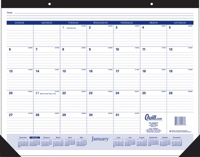 2015 Quill Brand<sup>®</sup> 17x22 Desk Pad Calendar, Black