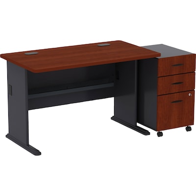 Bush Business Furniture Cubix 48W Desk with Mobile File Cabinet, Hansen Cherry/Galaxy (SRA025HCSU)